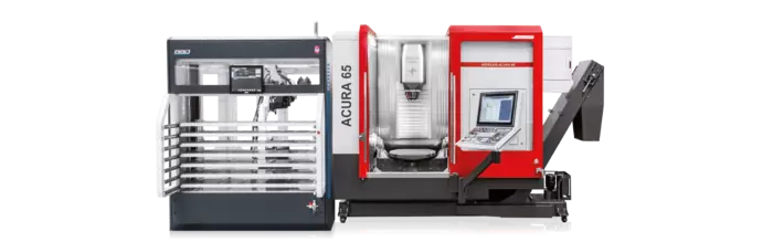 BMO Automation: BMO Platinum - Werkstückautomation + HEDELIUS 5-Achs-Bearbeitungszentrum ACURA 65 EL