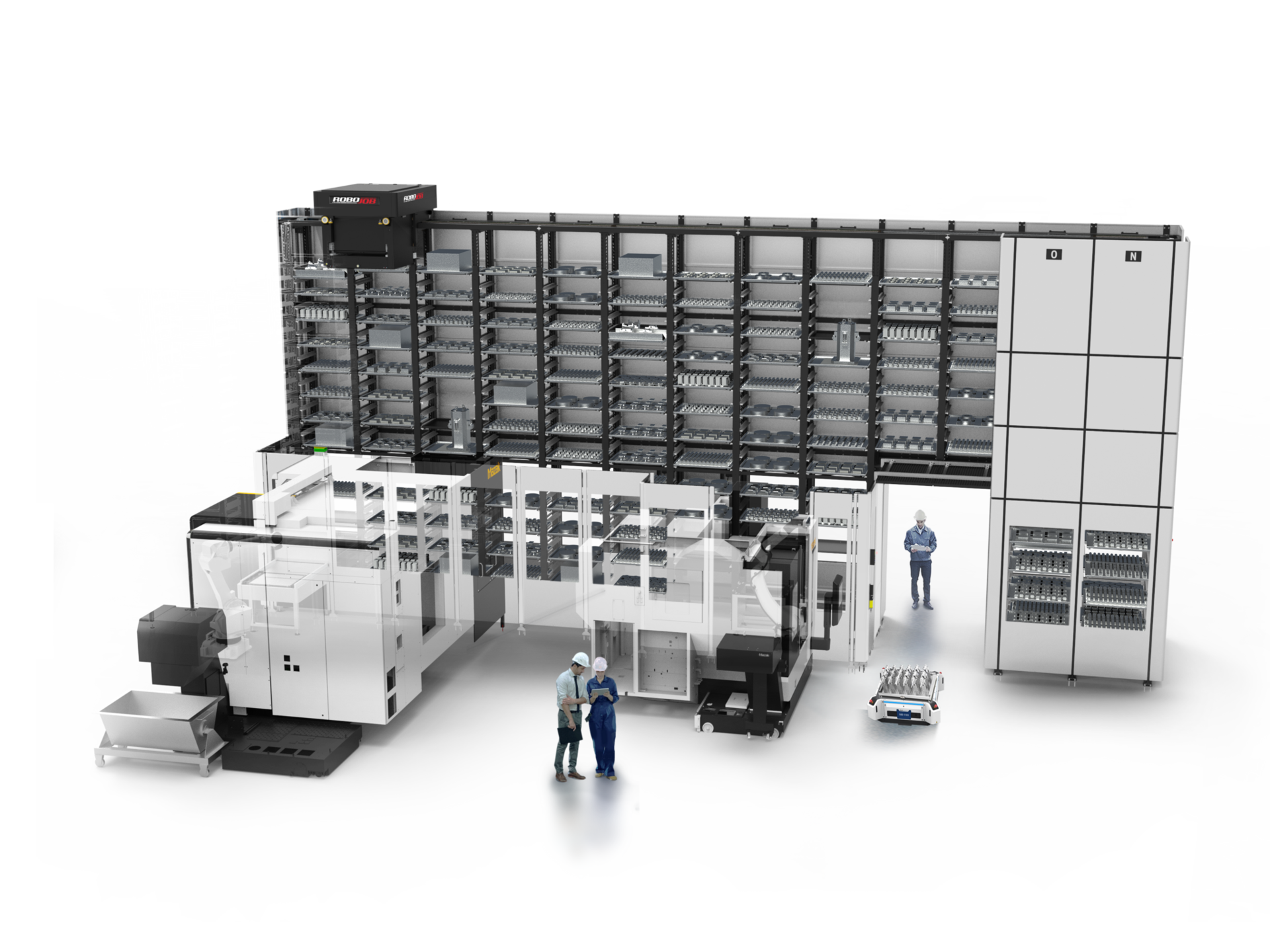 RoboJob Wall System mit Hebevorrichtung und Modulen