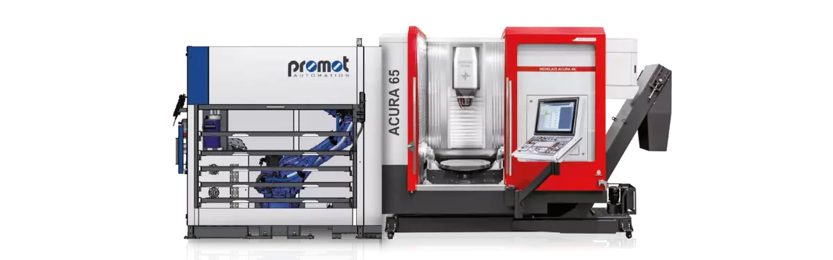 Werkstückautomation PROMOT - Promro Hybrid RD + Bearbeitungszentrum HEDELIUS ACURA 65 EL