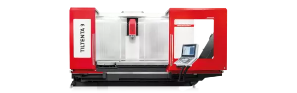 5-Achs-Bearbeitungszentrum TILTENTA 9-2600 MARATHON mit schwenkbarer Hauptspindel und versetztem NC-Rundtisch zur seitlichen Automation mit MARATHON SR415