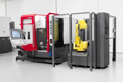 Werkstückautomation Lang RoboTrex - HEDELIUS Bearbeitungszentrum ACURA 50 EL