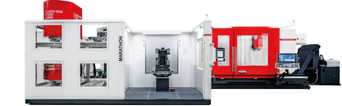MARATHON LR810 automatizza la lavorazione di pezzi di grandi dimensioni fino a 1.650 kg con 10 posti pallet – per maggiore flessibilità e produttività.