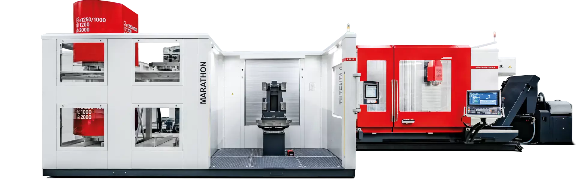 MARATHON LR810 automatisiert die Bearbeitung großer Bauteile mit bis zu 10 Palettenplätzen und 1.650 kg Werkstückgewicht – flexibel und produktiv.