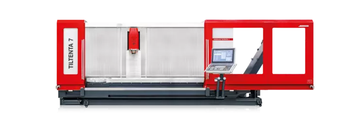 5-Achs-Bearbeitungszentrum TILTENTA 7-3600 NEO MARATHON mit schwenkbarer Hauptspindel und versetztem NC-Rundtisch zur seitlichen Automation mit MARATHON SR415