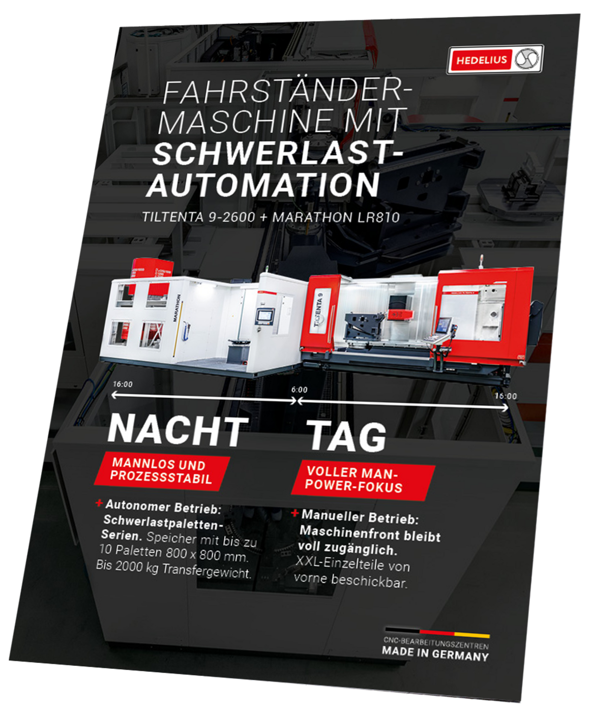 Flyer MARATHON LR810 con informazioni sulla lavorazione CNC e sulla produzione di precisione automatizzata
