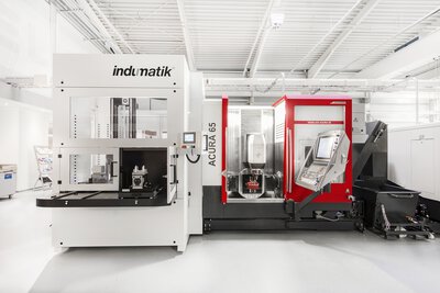 Palettenautomation indunorm Indumatik Light 120 - 5-Achs-Bearbeitungszentrum HEDELIUS ACURA 65 EL