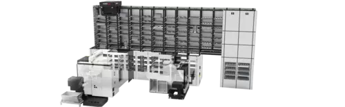 RoboJob Wall System mit Hebevorrichtung und Modulen