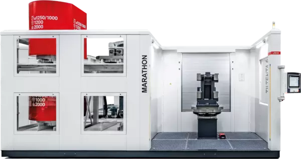 MARATHON LR810 automatisiert die Bearbeitung großer Bauteile mit bis zu 10 Palettenplätzen und 1.650 kg Werkstückgewicht – flexibel und produktiv.