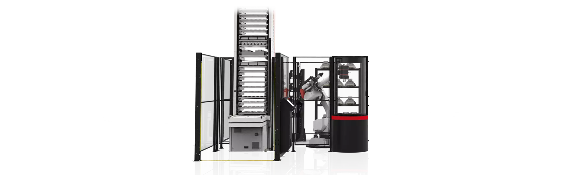 Werkstückautomation mit Liftsystem RoboJob Tower + Bearbeitungszentrum HEDELIUS ACURA 65 EL