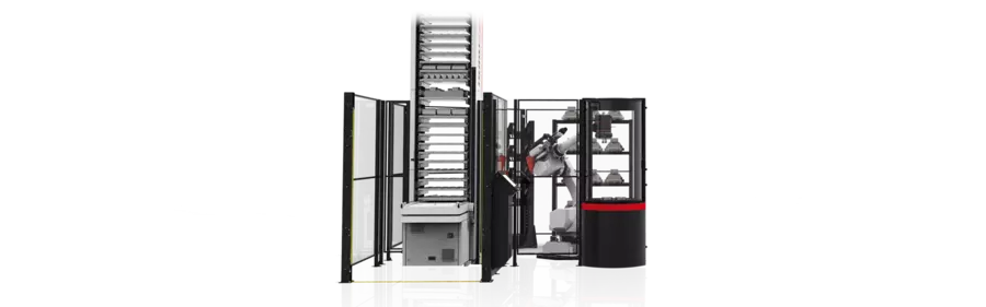 Werkstückautomation mit Liftsystem RoboJob Tower + Bearbeitungszentrum HEDELIUS ACURA 65 EL